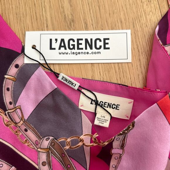 L'Agence V Neck Cami Top Jane Size L Pink Purple Gold - Picture 3 of 5